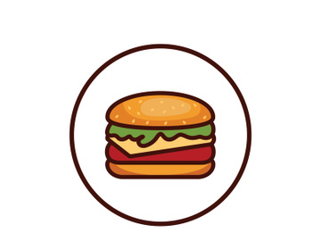 Burger logo illustration, restaurant emblem, cafe, burger and factory label, fast food, vector preview picture