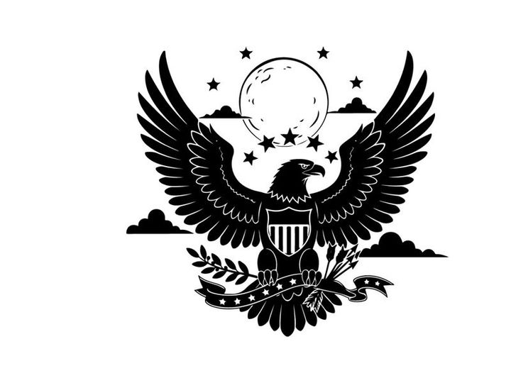 American eagle silhouette with moon and stars icon