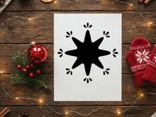 Minimalist black star icon with decorative sparkles isolated on white background