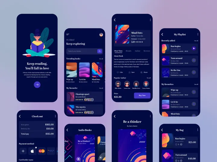 Book Store Mobile Application Design (Dark Version)