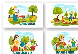 15 Summer Gardener Vector Illustration