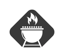 BBQ grill simple and symbol icon with smoke or steam logo vector illustration