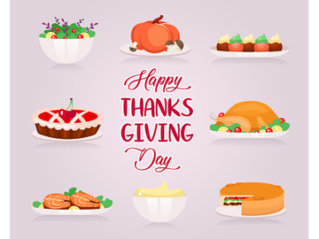 Happy Thanksgiving flat greeting card vector template preview picture
