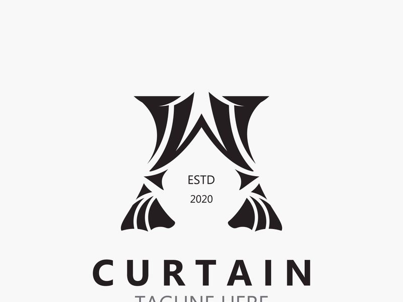 Curtain logo decoration style minimalist elegant vector design illustration