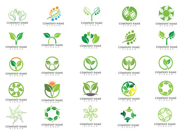 Leaf green ecology tree vector logo preview picture