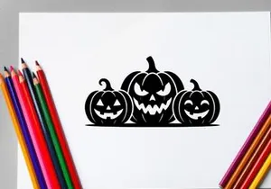 Silhouette of Three Jack-o'-Lanterns for Halloween Decorations