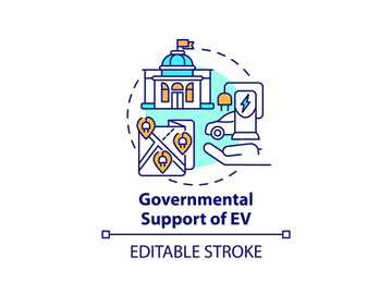 Electric vehicles governmental support concept icon. preview picture