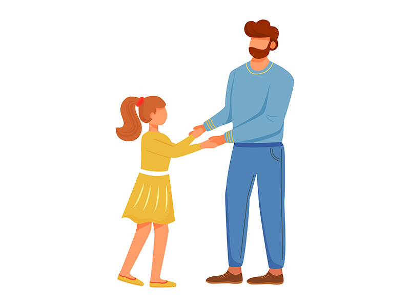 Lovely dad with daughter flat vector illustration