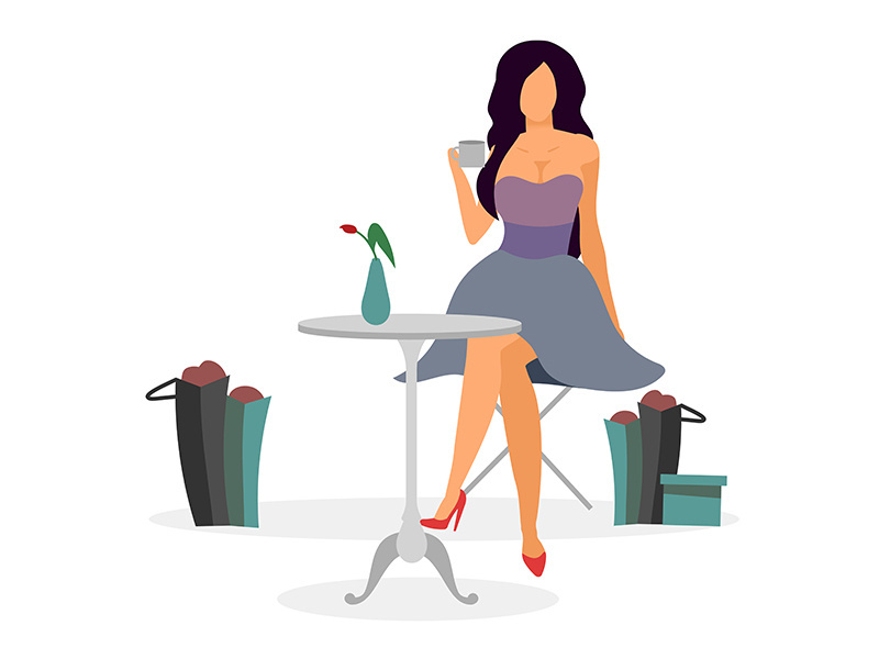 Relax after shopping flat vector illustration