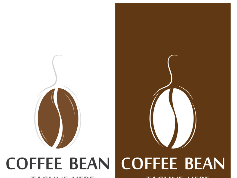 Coffee bean logo for cafe, business, label.