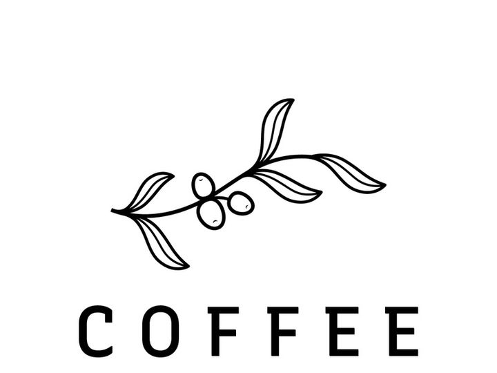 Coffee bean logo design with retro outline.