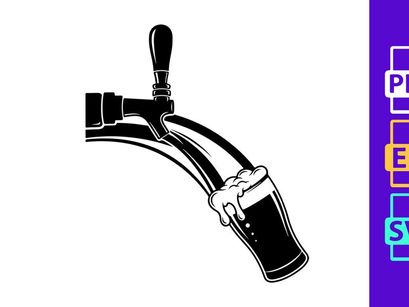 Beer Pouring into Glass Silhouette