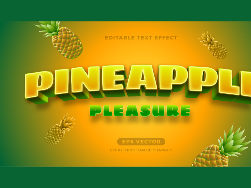Pineapple editable text effect style vector