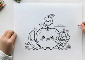 Cute fruit characters friendship vector illustration flat design