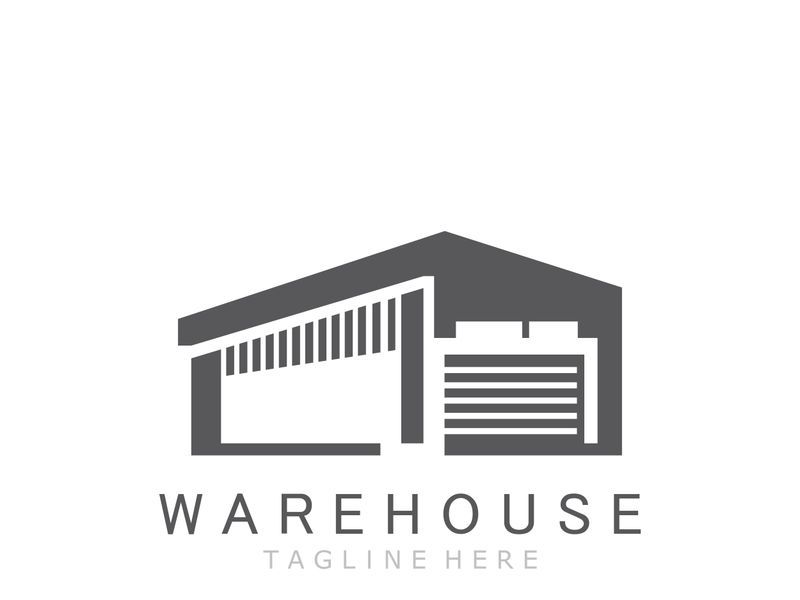 Warehouse modern storage logo business industry illustration