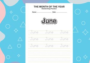 12 Pages Month name of the year trace and writing practice sheet