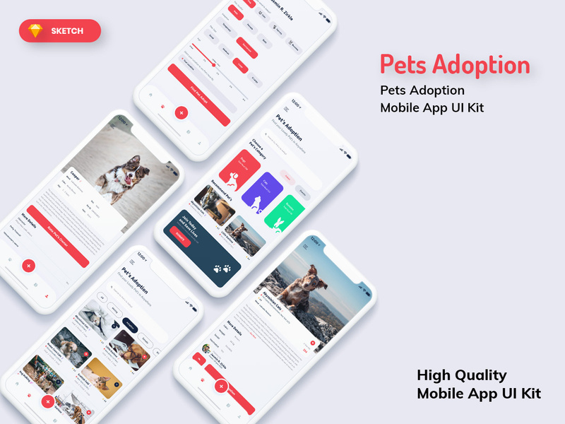 Pets Adoption Mobile App Light Version (SKETCH)