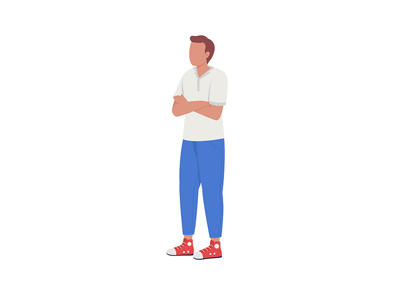 Man tired of waiting semi flat color vector character