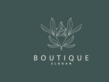 Leaf Line Logo, Beautiful Hand Drawn Design