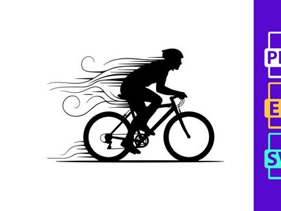 Cyclist speed motion blur black white minimalist vector art