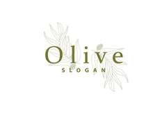 Olive Oil Logo, Olive Leaf Plant Herbal Garden Vector