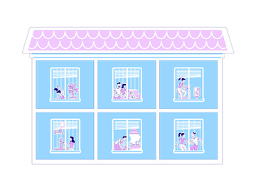House windows flat silhouette vector illustration preview picture