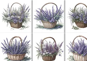 Watercolor Floral Flower Basket Design