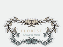 Florist logo beautiful floral leaf and flower vector art, icon graphic decoration business wedding template