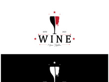 Wine logo with wine glasses and bottles.for night clubs,bars,cafe and wine shops.