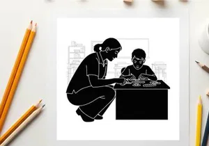 Silhouette of woman and child playing chess game together