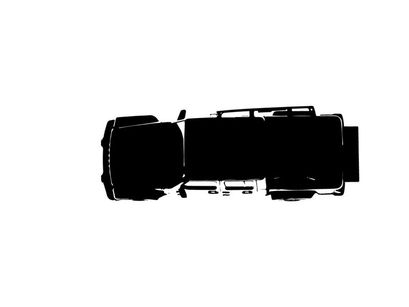 Silhouette of a semi truck with trailer on white background