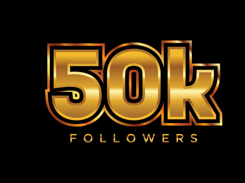 3d golden 50k followers social media celebration design. Vector illustration