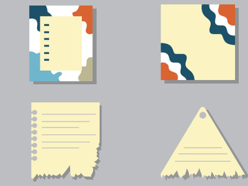 Ripped Pages Design. Torn Paper Notes Torn Edges With Tape, Vector Notepad Realistic Color Stationery Blank Memo Paper preview picture