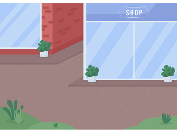 Street shops flat color vector illustration preview picture