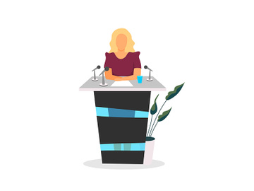 Public speaker flat color vector faceless character preview picture