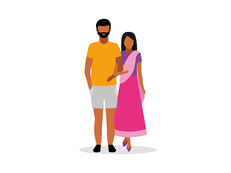 Married couple semi flat color vector characters