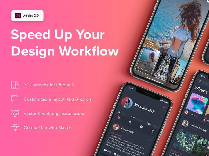 ZINGO - Social Mobile UI Kit for ADOBE XD