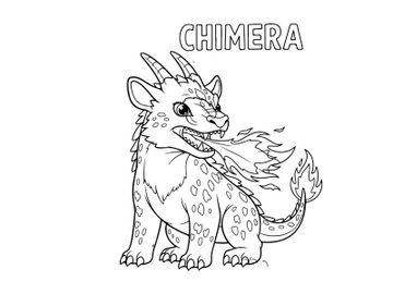 Mythical chimera monster roaring fantasy vector illustration preview picture