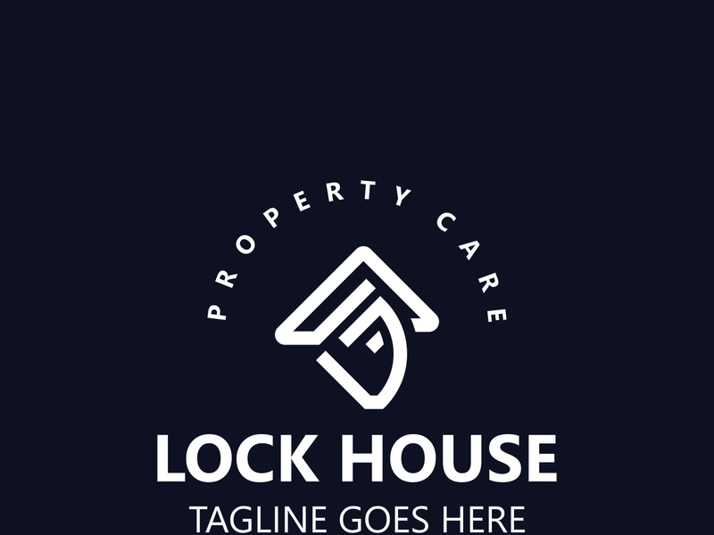Lock House secure logo design, smart key home vector concept template