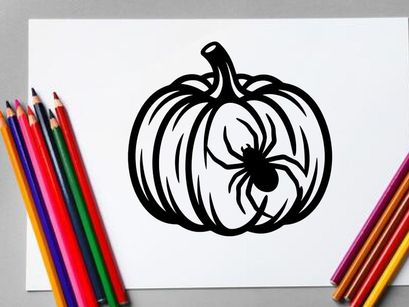 Black and White Pumpkin with Spider for Halloween Decorations