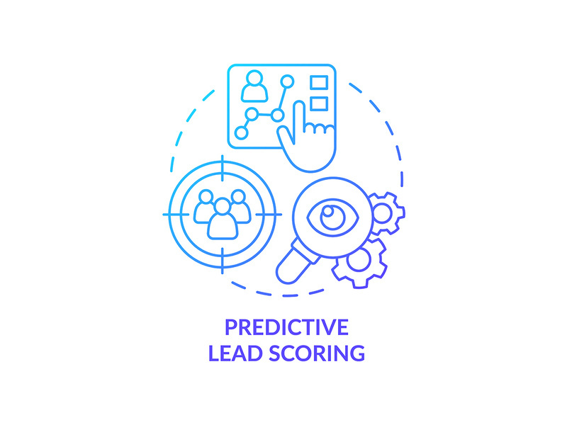 Predictive lead scoring blue gradient concept icon
