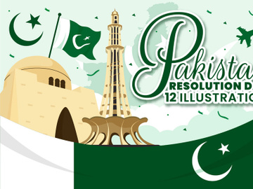 12 Pakistan Resolution Day Illustration preview picture