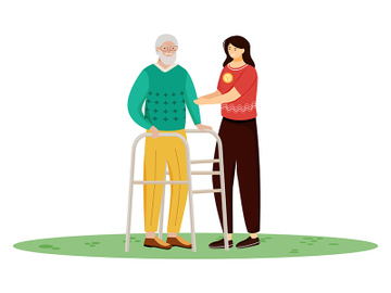 Elderly nursing flat vector illustration preview picture