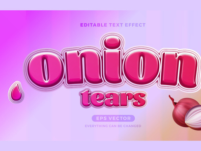 Onion Tears editable text effect style in natural red color ideal for banner, signage, and graphic promo