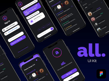 all Social App - UI Kit Dark Version preview picture