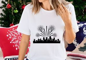 City Skyline Multiple Fireworks Display