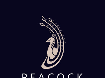 Peacock logo line art elegant concept icon design template flat vector illustration preview picture
