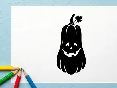 Halloween Pumpkin with Carved Jack-o'-Lantern Face for Fall Decor