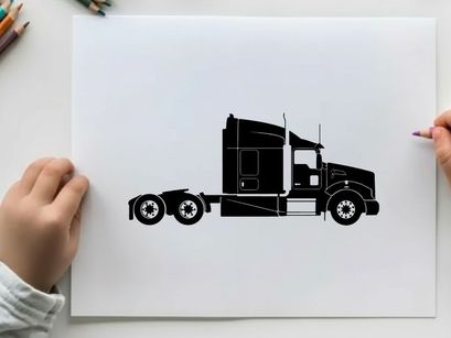 Silhouette of a semi truck with trailer