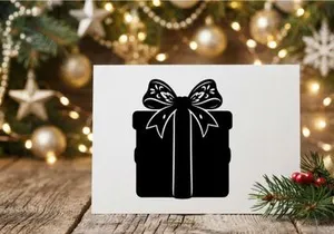 Silhouette of a Christmas Gift Box with Ribbon and Bow